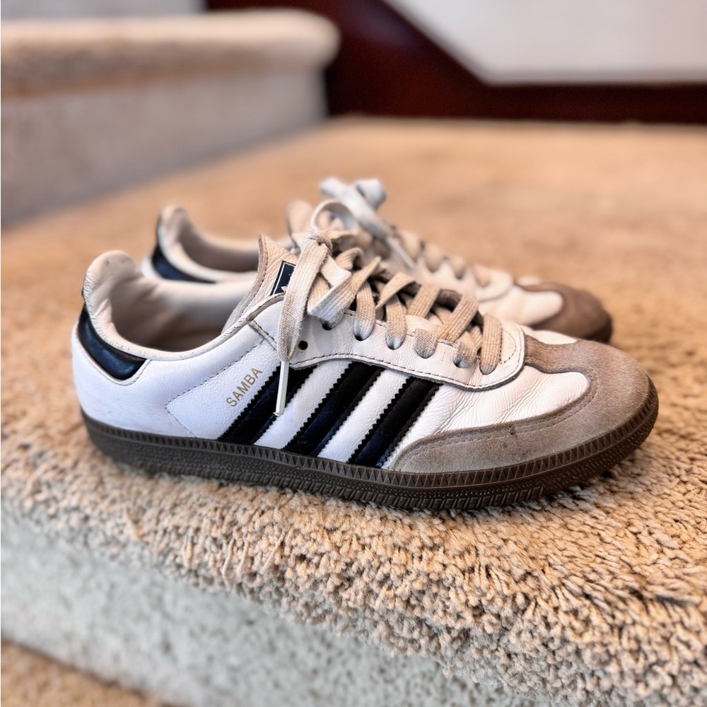 Adidas Samba White and Black Trainers